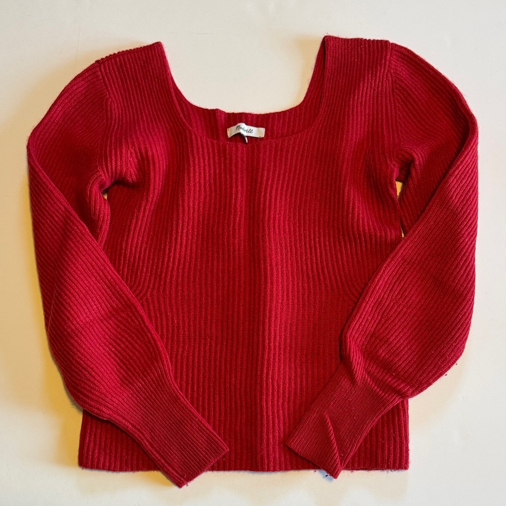 Madewell Red Ribbed Wool Cashmere 
Sweater